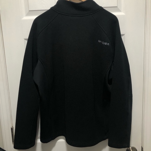 Spyder Sweater Men Black Pullover Jacket Thermal Waffle Knit Quarter Zip - Picture 6 of 7